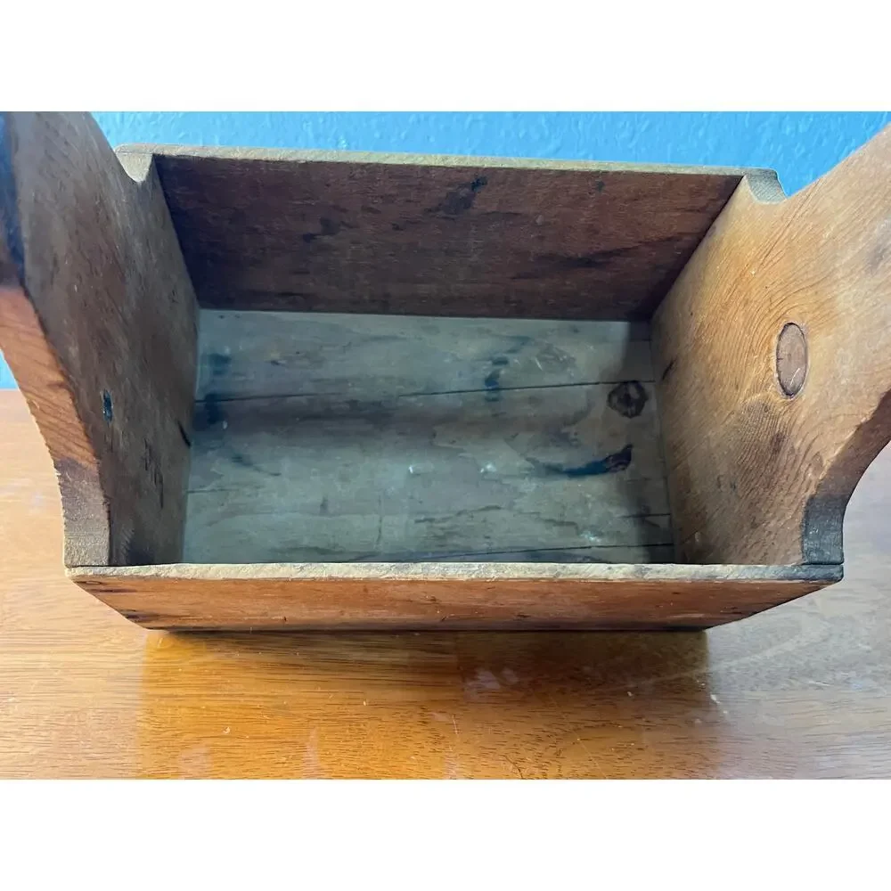 Vintage Wooden Tool Caddy Primitive Farmhouse Tote Box Rustic Carrier